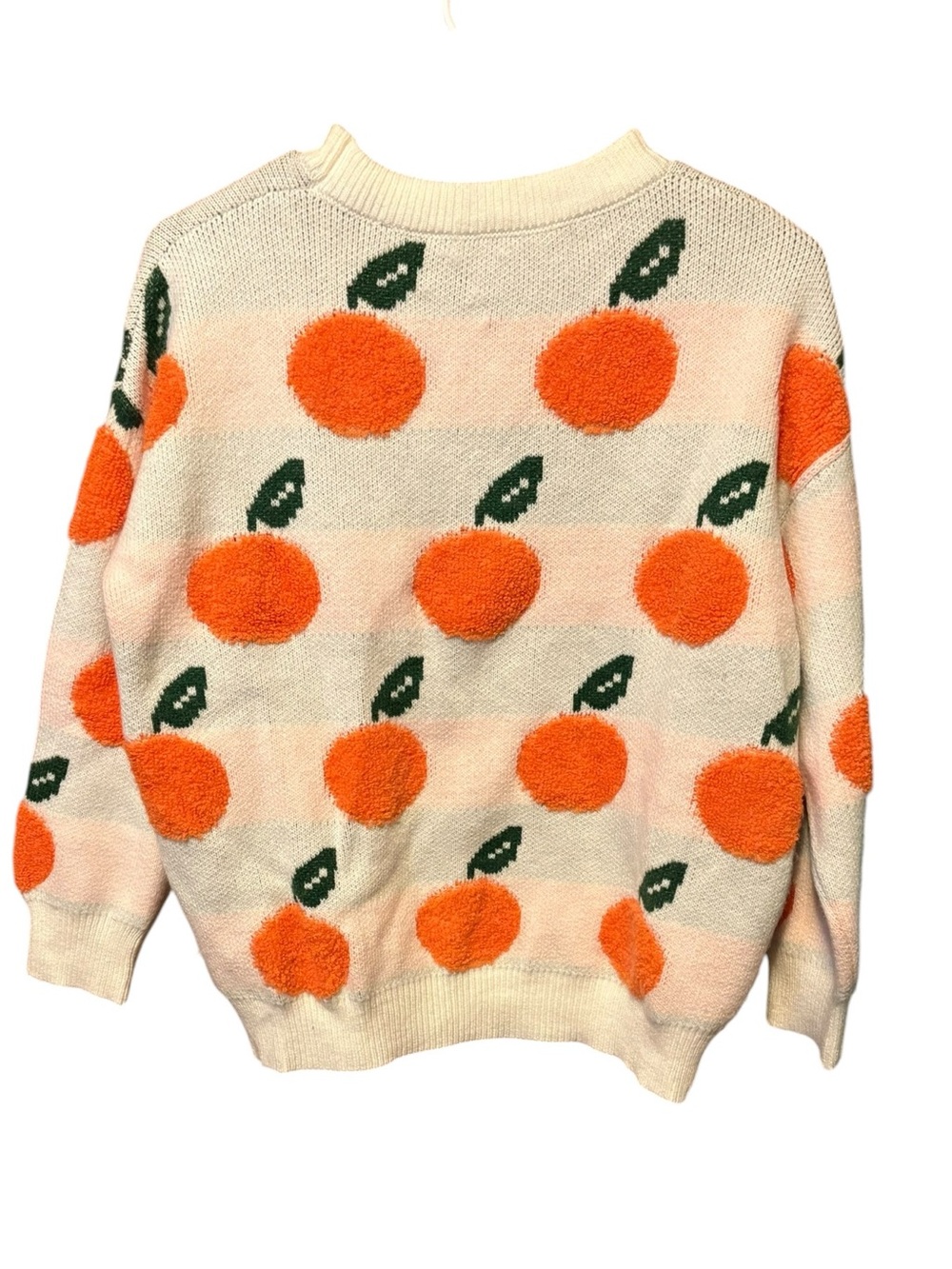 Cider Orange Fruit Sweater Cream Fuzzy Knit Small Coastal Cottagecore - Picture 6 of 7